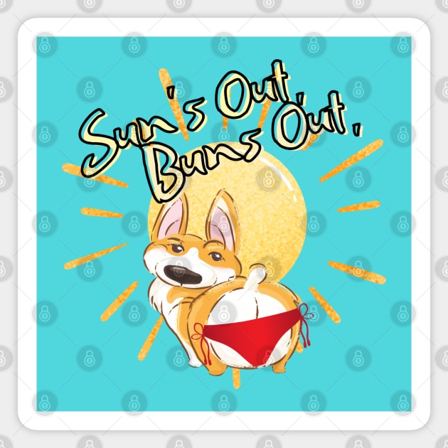 Sun's Out, Buns Out Sticker by TravelTeezShop